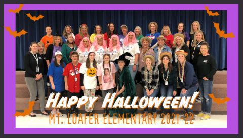 Faculty and staff in costumes.