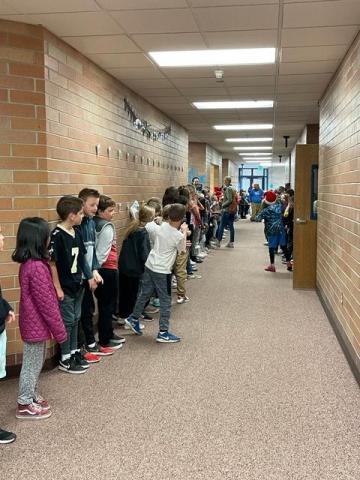 Students waiting in the halls for the Victory Lap.