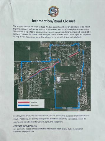 Map of Road Closures with written directions