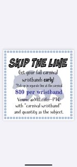 Pre purchase information for carnival wristbands